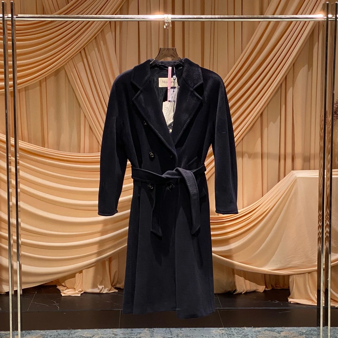 99新 MaxMara MaxMara 爆款101801深蓝色长款大衣/34码/33673