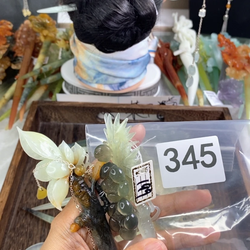【闪购商品】岫玉发饰未镶嵌哈*，