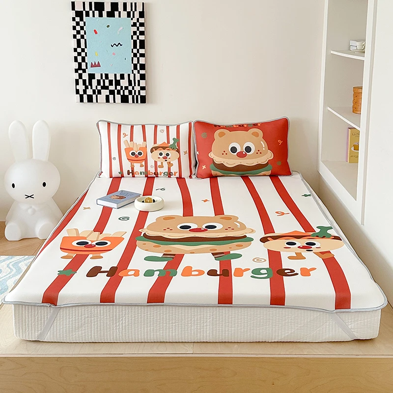 新款夏季大版卡通可爱凉席三件套空调软席夏天席子学生宿舍席