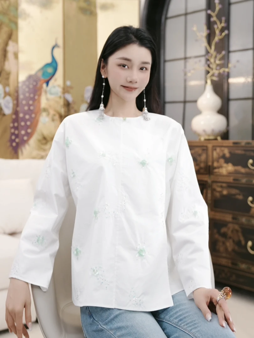 Betty Bairn【云梦泽】新中式100棉衬衫上衣25B-BW10112