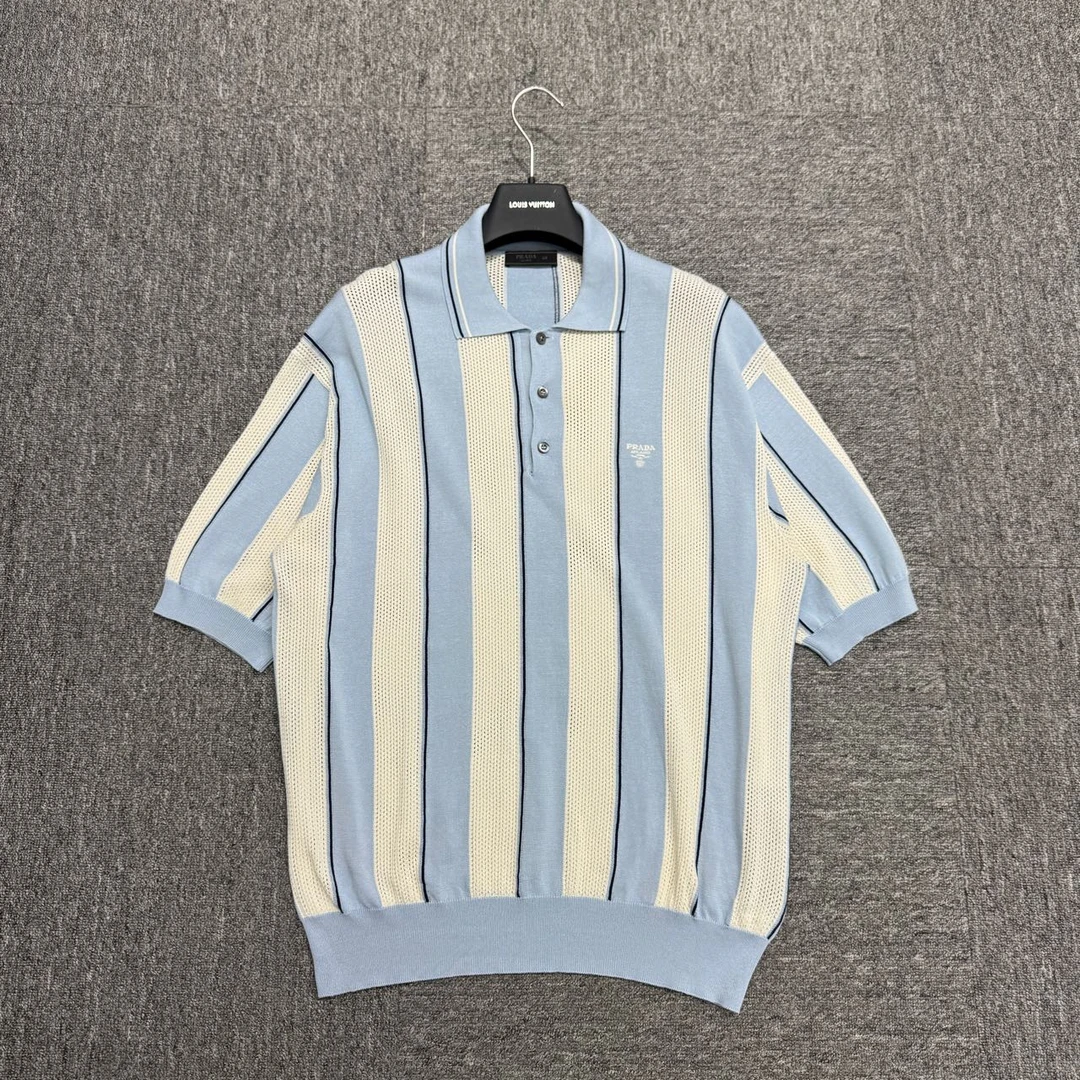 99新 Prada/普拉达 条纹针织短袖/48码/12749