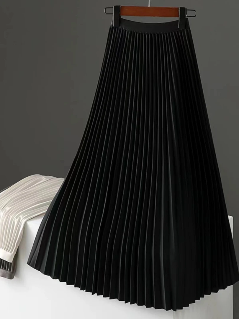 【737半裙】薇乐女装春季新款中长裙气质轻熟风琴折显瘦垂感长裙