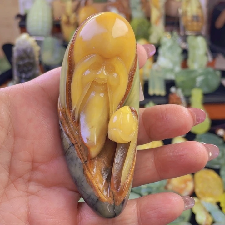 蛇纹石玉手把件未镶嵌凝*