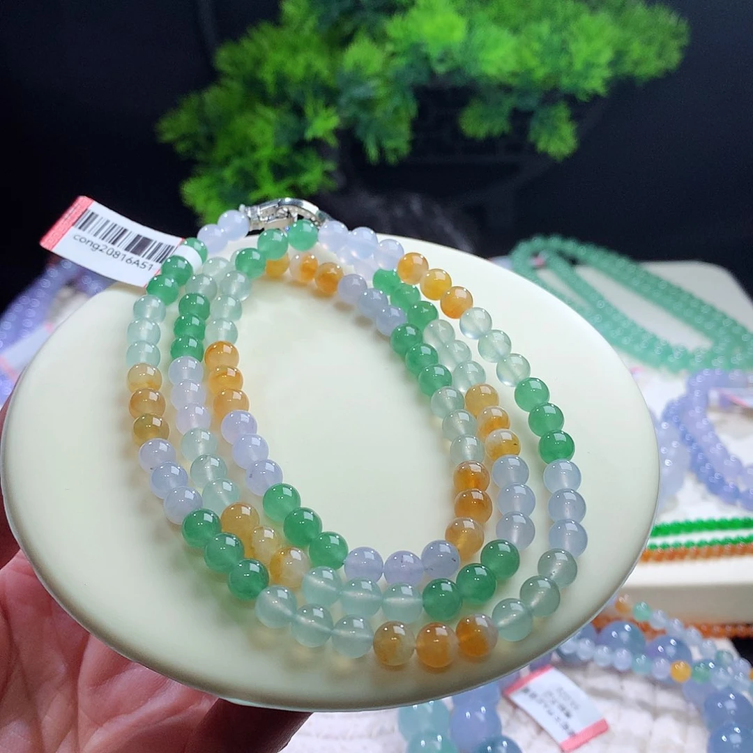 项链未镶嵌翡翠多巴胺多彩项链 卡6mm冰感强 荧光感十足