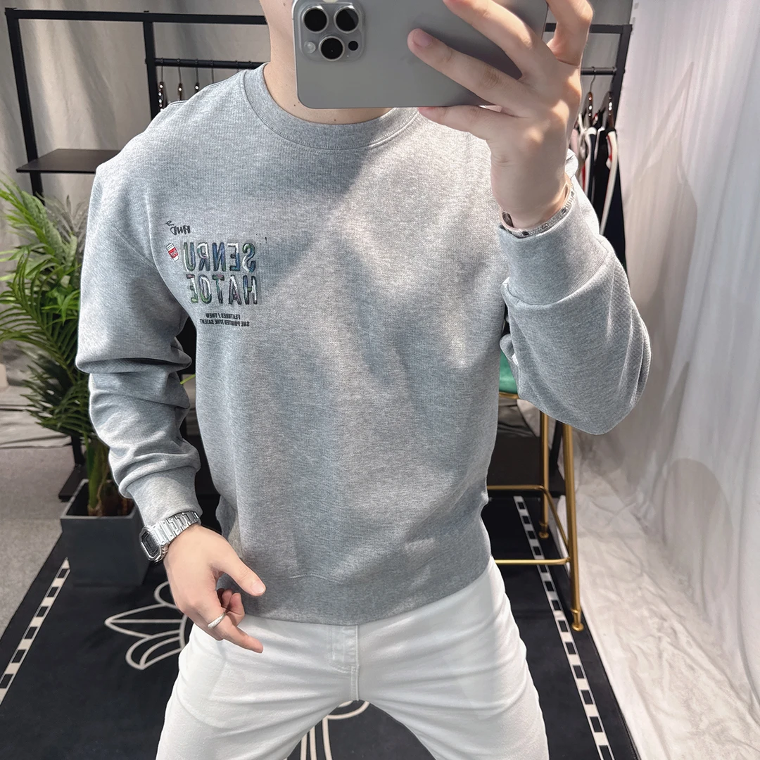 欧洲站时尚宽松卫衣男2025潮牌新款个性字母设计感上衣男士春秋装