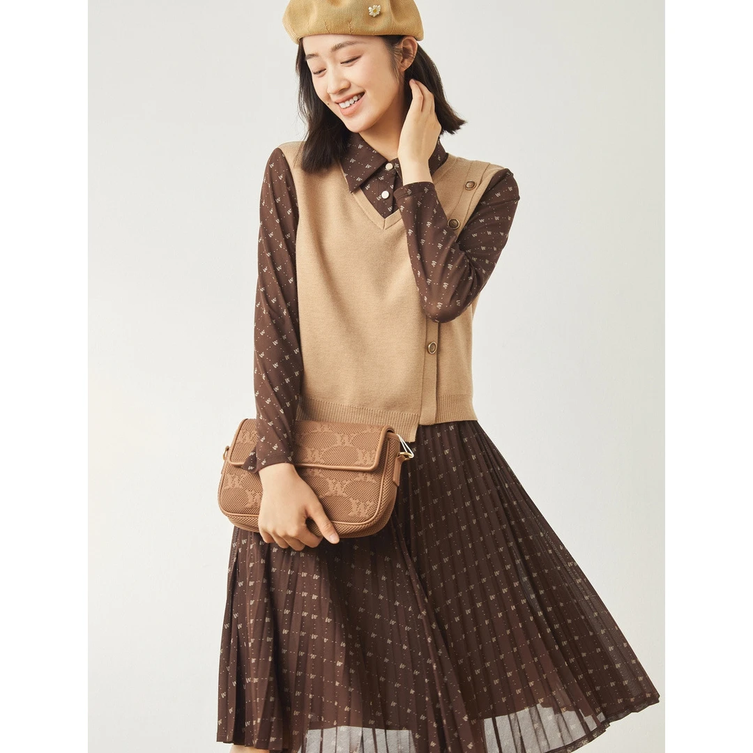 【CC专属】百褶简约气质款连衣裙女通勤时尚优雅裙子EF02667D7