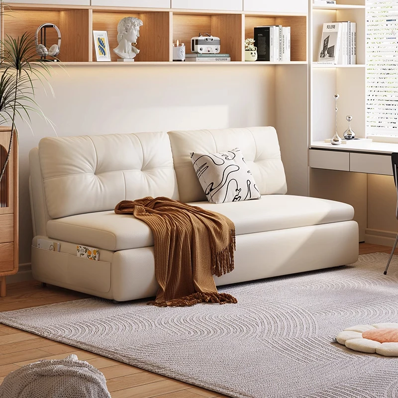 木屋奶油风可调节折叠伸缩多功能沙发床小户型客厅储物布艺沙发