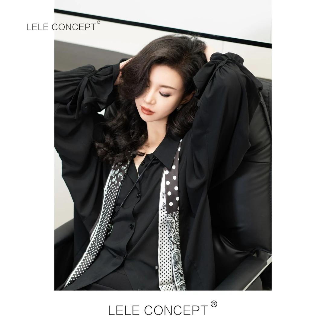 LELE CONCEPT丨【如一】时尚气质洋气都市设计款收袖翻领衬衫S0930