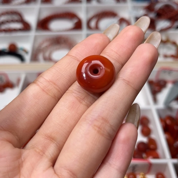 南红玛瑙未镶嵌颈饰满肉柿子锦平安扣17mm