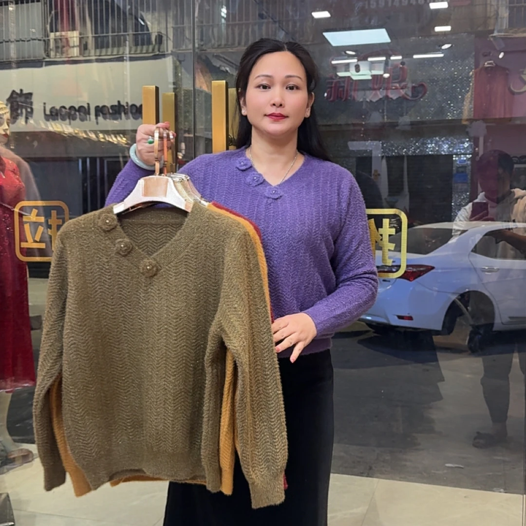 秋冬新款慵懒风立体花朵针织毛衣女内搭百搭上衣