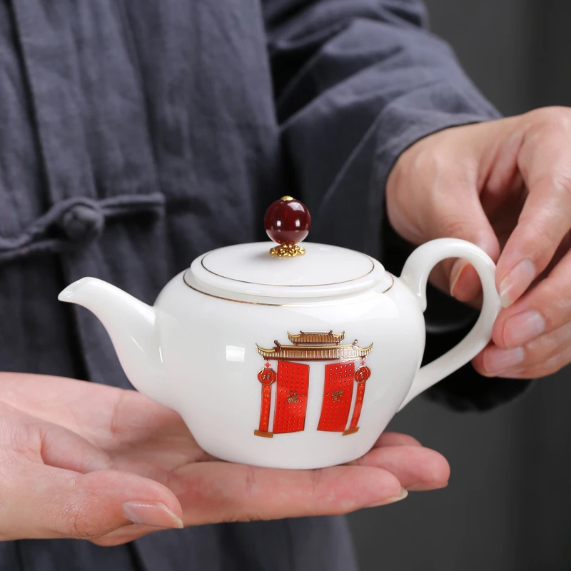 大号羊脂玉茶壶防烫泡茶壶德化白瓷功夫茶壶茶具泡茶器单个