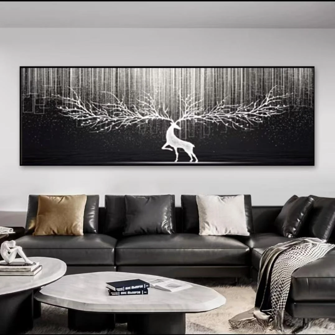 701网红北欧客厅福鹿挂画新款现代轻奢壁沙背景墙画装饰画70200