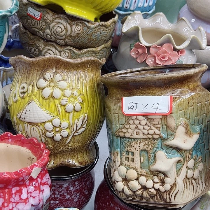 多肉绿植陶瓷花盆9.9包邮，有孔