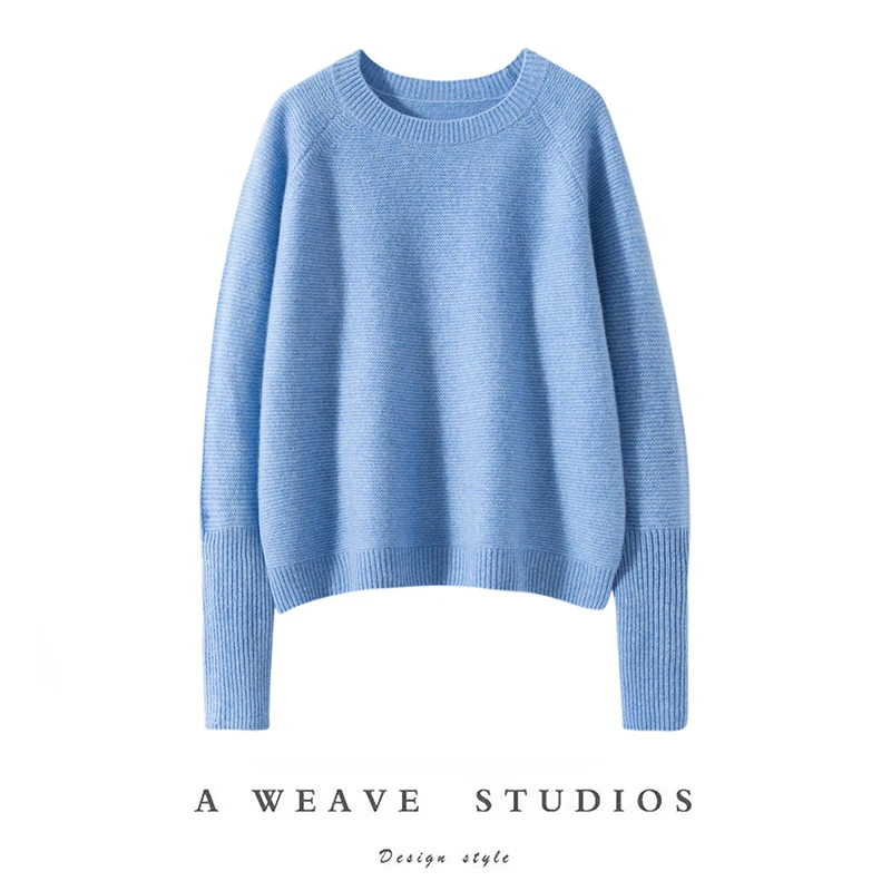 圆领加厚100%纯山羊绒衫7针双股反正针套头衫TY472360