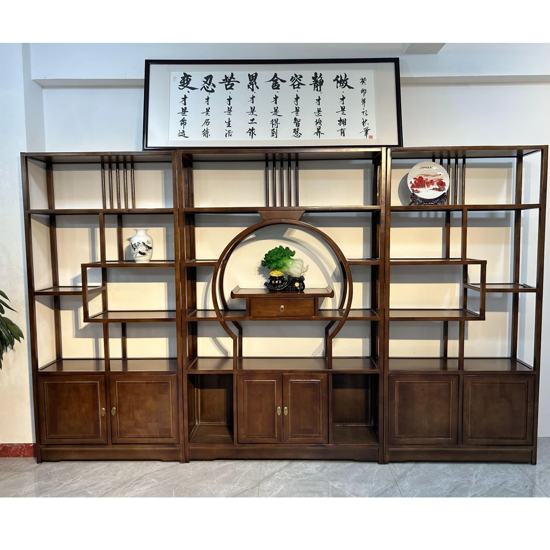 镜花水月博古架实木多宝阁玄关展示柜新中式屏风隔断置物架陈列柜