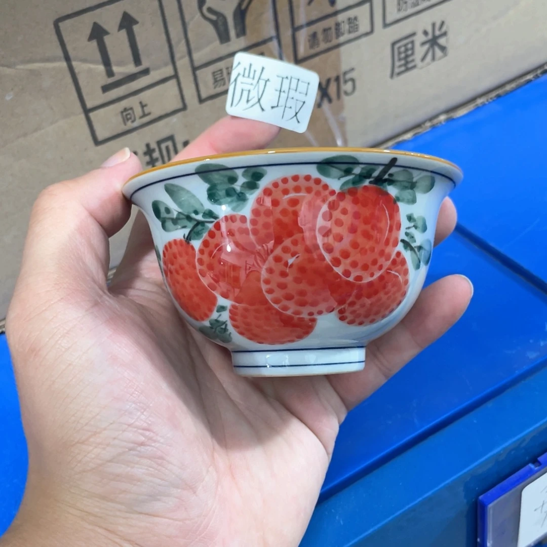 釉下手绘茶具微瑕