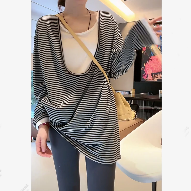 【云端裁缝】2025时尚百搭洋气气质假两件高级感打底长袖女装上衣潮