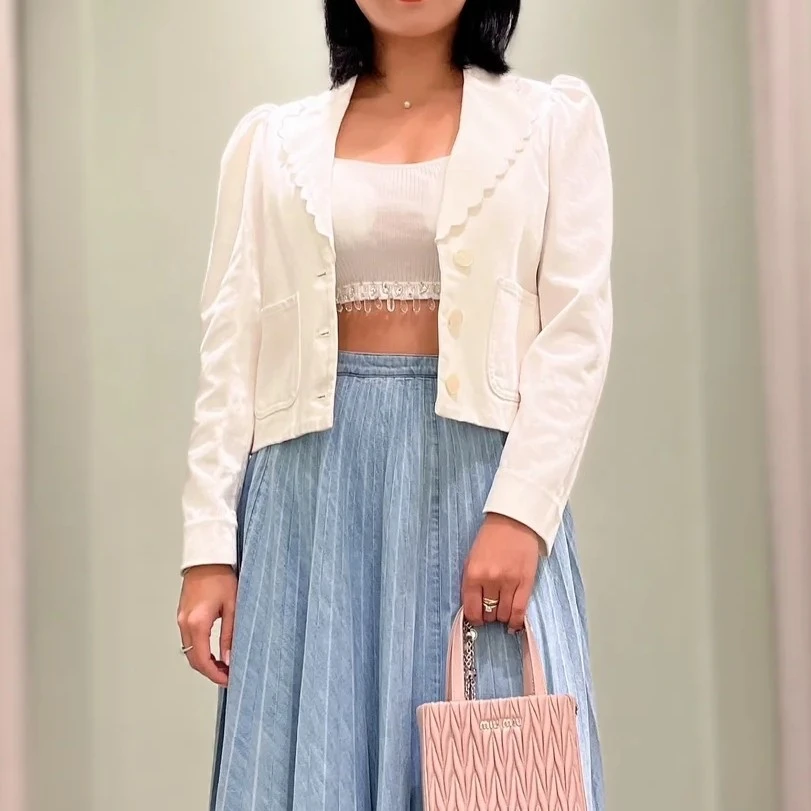 未使用 MIU MIU/缪缪 Y3110 Miumiu短款牛仔丹宁系列外套 38码