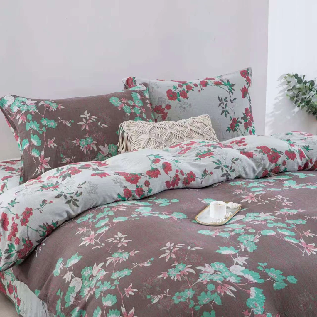 【红韵翠蔓】纯棉200*230cm高端A类双层纱羊 绒被加厚秋冬被