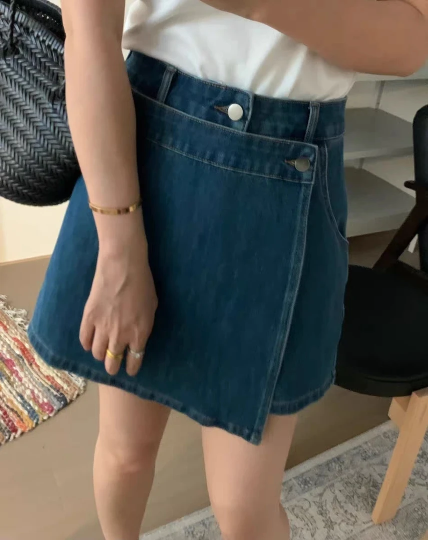 MS夏季A字包臀软牛仔裙裤防走光YKK拉链四面弹牛仔后面是裤子百搭