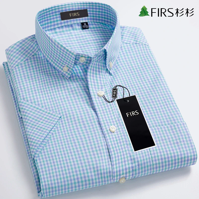 杉杉青年100%纯棉简约短袖衬衣夏季新款舒适小清新休闲男衬衫薄款