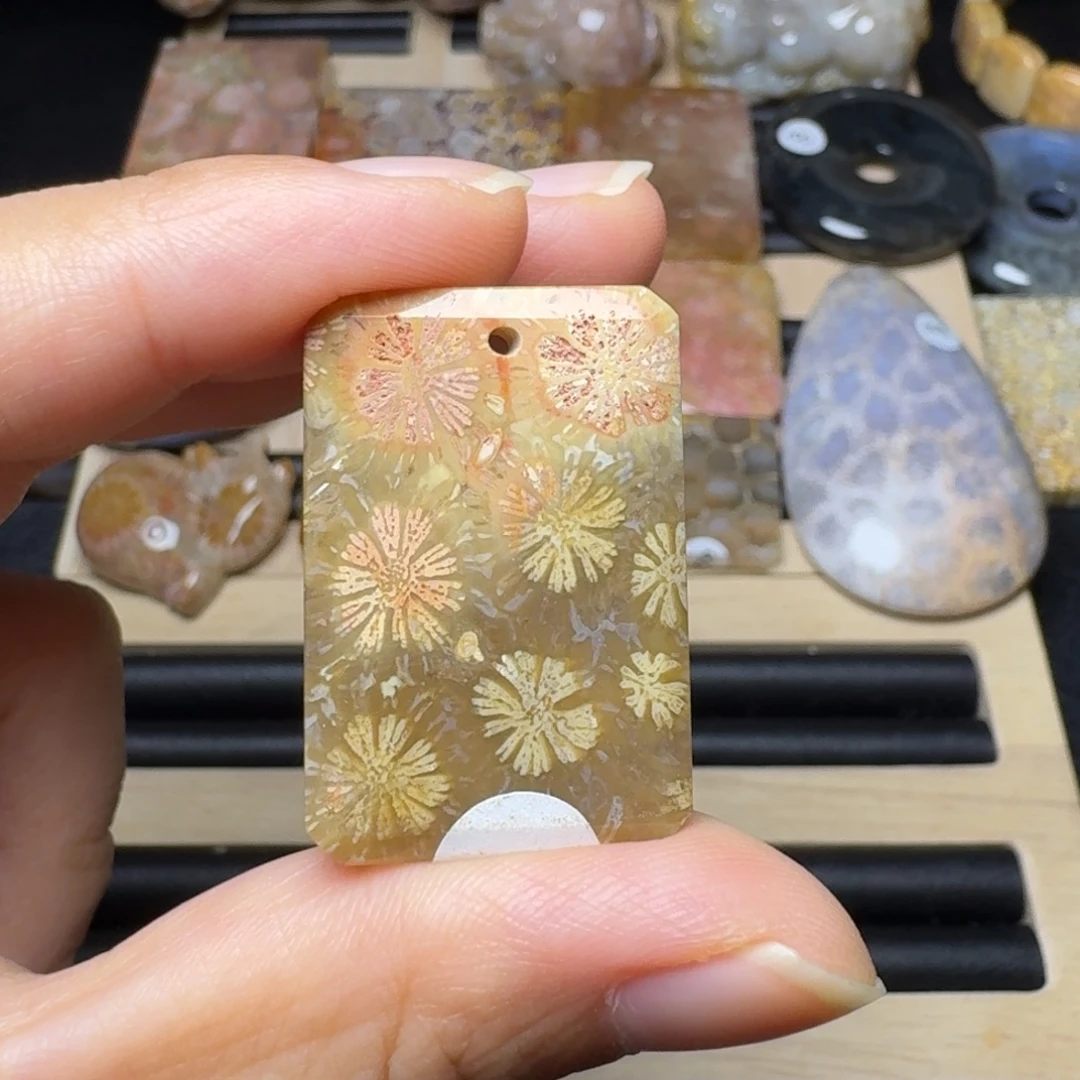 硅化玉未镶嵌带骨骼的彩皮花