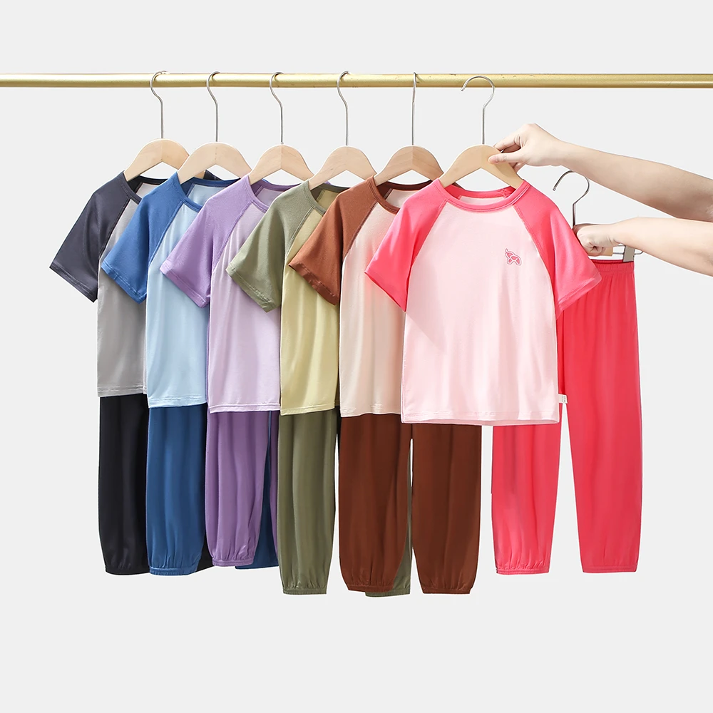 【主播推荐】【顾奈】小象夏季冰感家居服套装男女童薄款亲子空调服