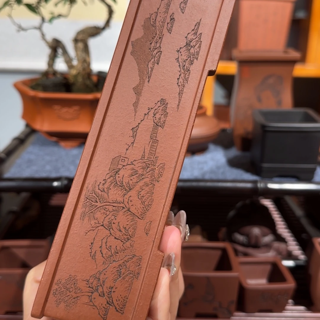 白***泽紫砂花盆半手工制作