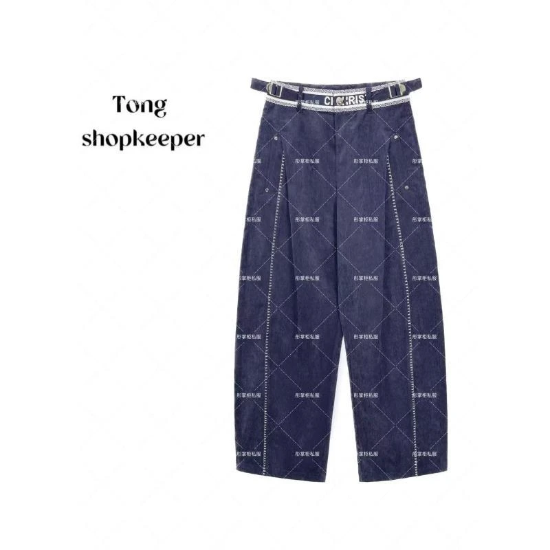 QJ/彤掌柜1682269 早秋25灯芯绒立体裁剪腰头扣字母复古风休闲裤