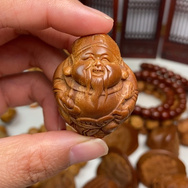 猴头核桃吊坠财神