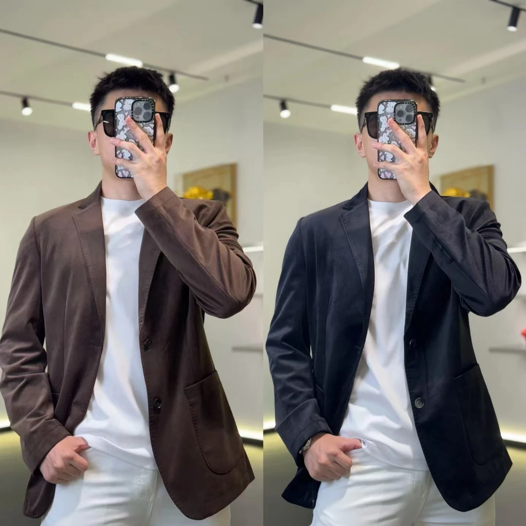 （秋款）古帝特尼“轻奢麂皮绒”夹克男士翻领时尚款西服外套JM-88015