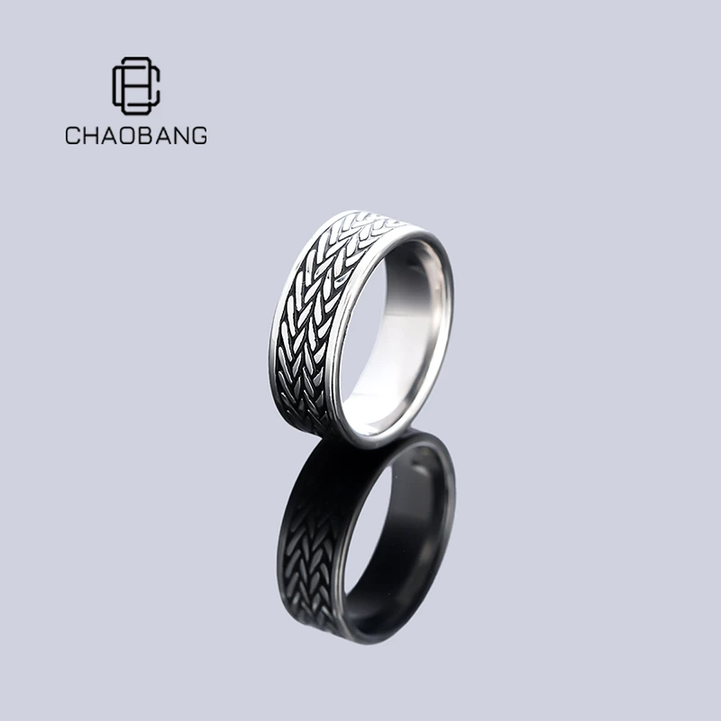 chaobang/潮邦 钛钢戒指 小众麦穗不掉色戒指男个性高级感ins饰品