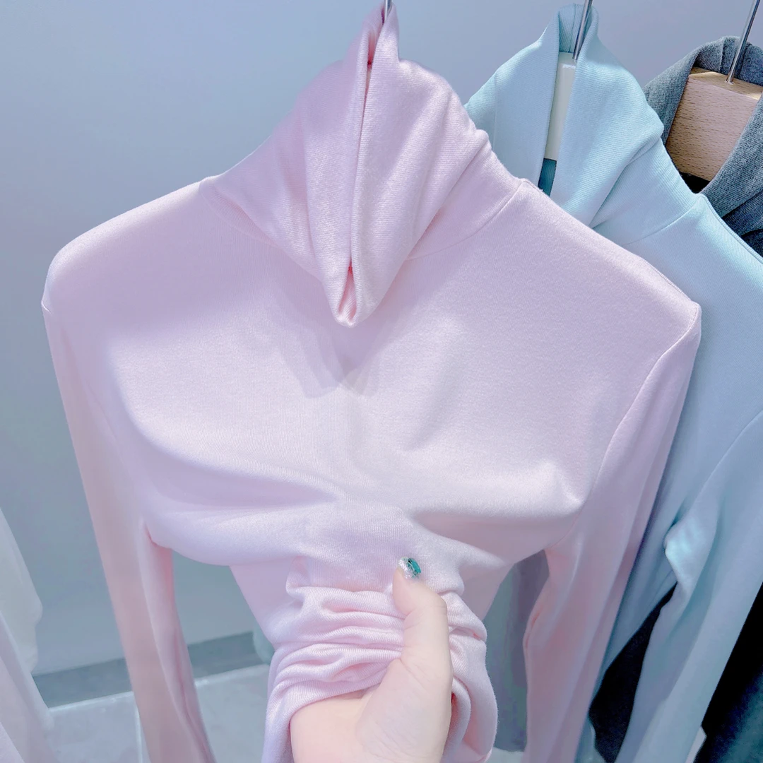 LJ《超柔软》秋冬堆堆领打底衫长袖网洋气气质高领女士打底衫修身