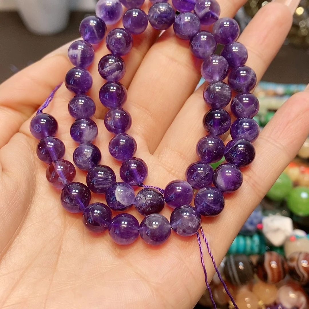 玛瑙/玉髓散珠8m m天然紫水晶一条