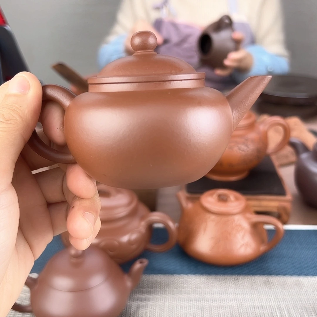 紫砂茶壶大**象笠帽水平 紫泥