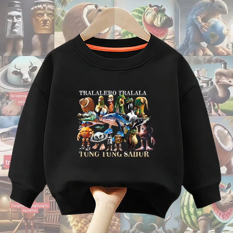 木棍人美国山海经男女圆领卫衣2025新款潮牌高质量童装中小童上衣