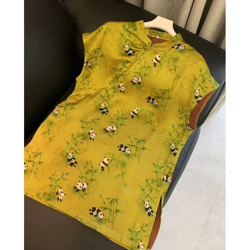 338新中式女装中式老钱风夏季新款奥黛复古国风无提花斜襟