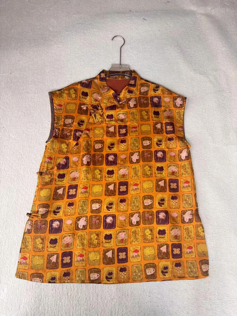 【老钱风黄奥黛】100桑蚕丝新中式国风香云纱长马甲无袖