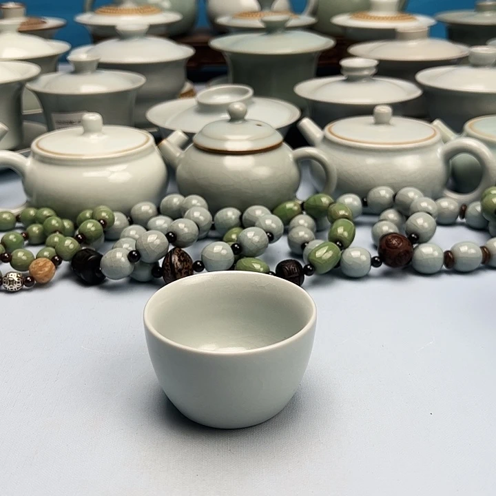 杯仿古月白荷花杯原矿原釉原产地