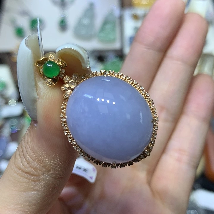 翡翠18K金镶嵌吊坠(不含链)