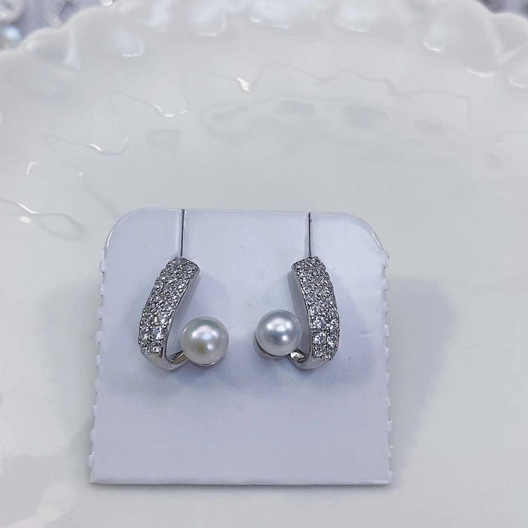 淡水珍珠特价不退换淡水耳饰银S925镶嵌