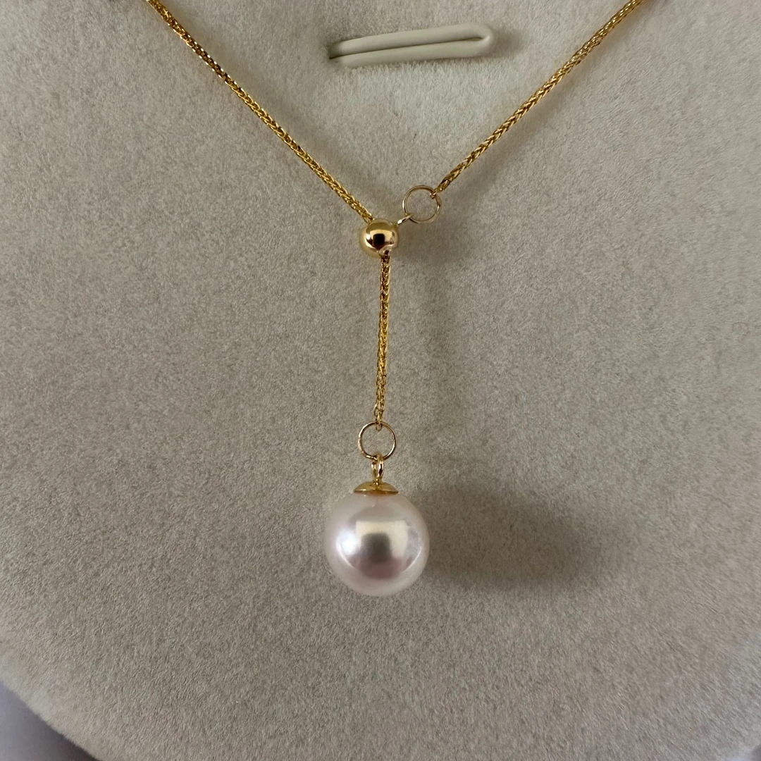 【520特卖】海水珍珠AKOYA珍珠Y字项链18K金7.5-8mm正圆极强光