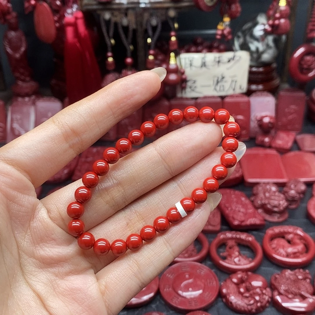 ****逝天然辰砂6mm朱砂手链