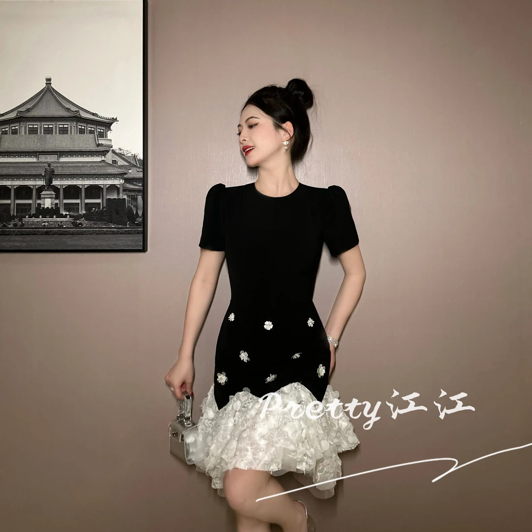 Pretty小众设计师品牌江江定制  法式赫本风收腰宴会连衣裙21704