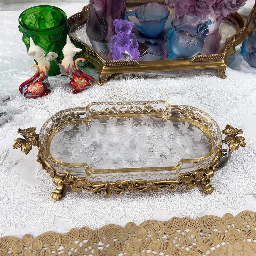 陶瓷F3222波兰白水晶配铜托盘