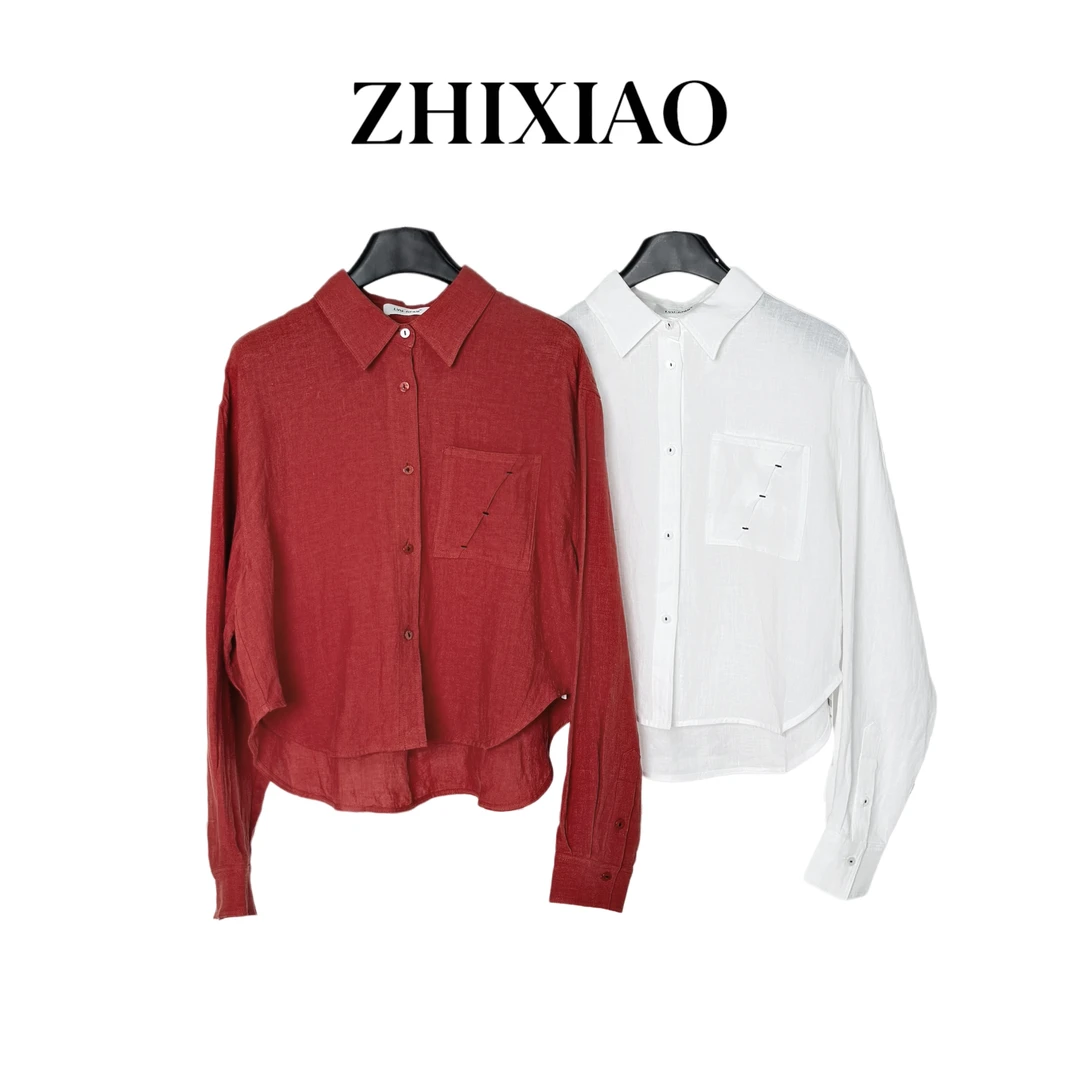 【ZHIXIAO】夏季新款：麻料长袖衬衣84695