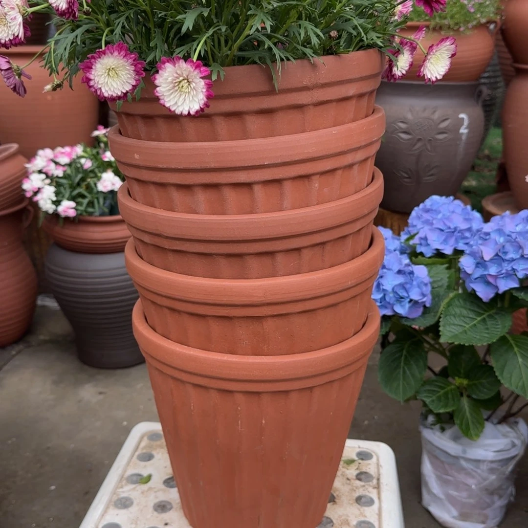 紫砂花盆口24高23宜兴紫砂瑕疵粗糙花泥