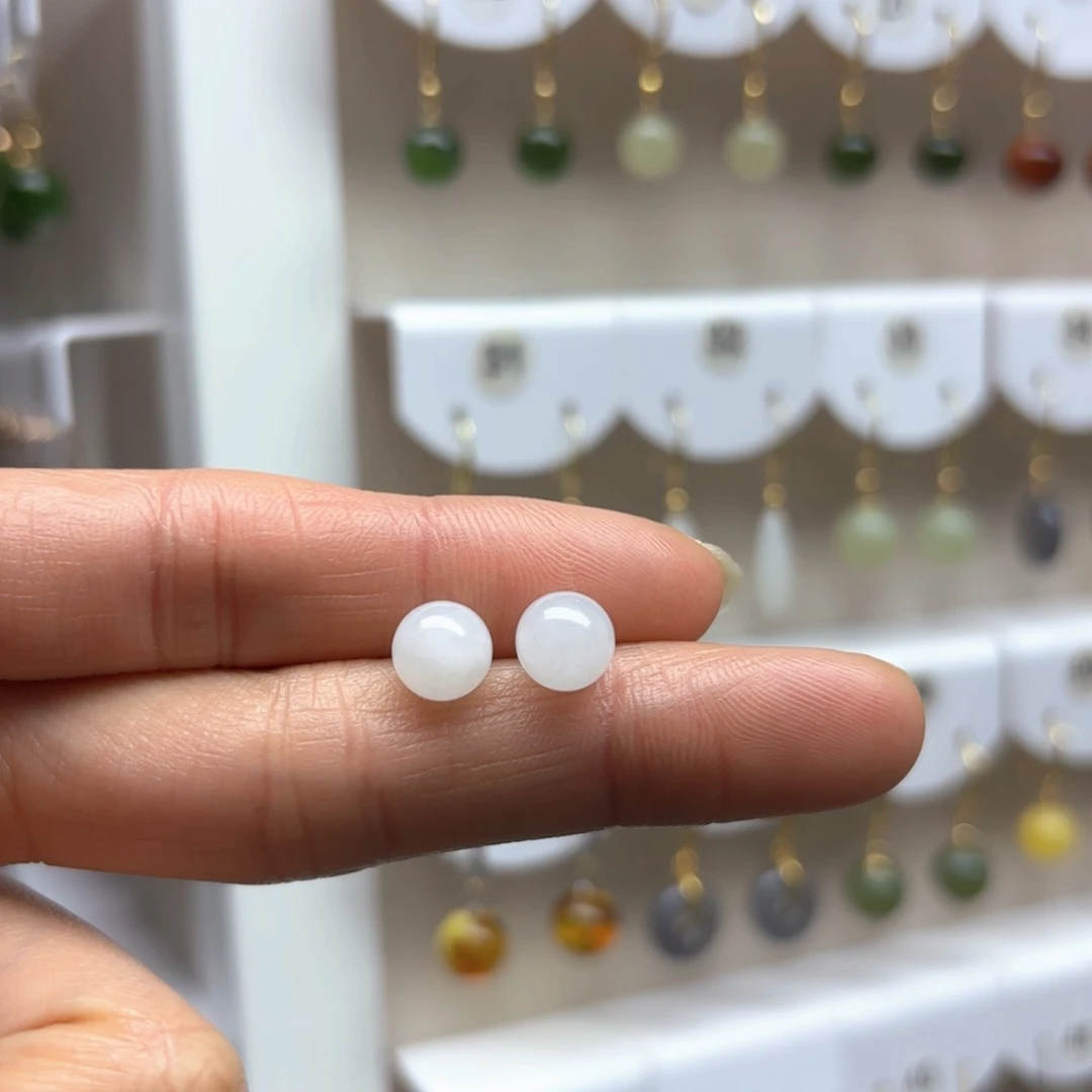 和田玉耳饰银S925镶嵌2