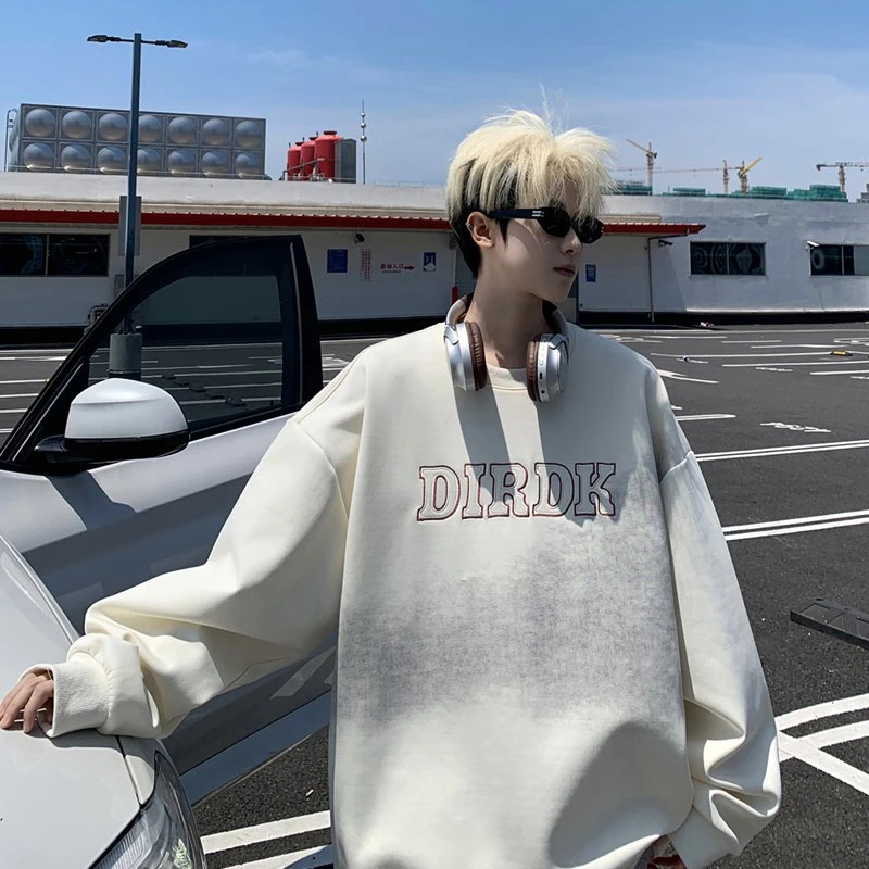 春秋季男款青少年长袖撞色设计潮流时尚感卫衣休闲宽松款男士上衣