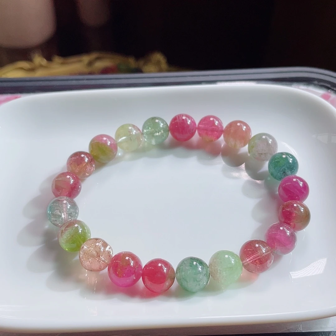 碧玺未镶嵌手链9.6mm左右